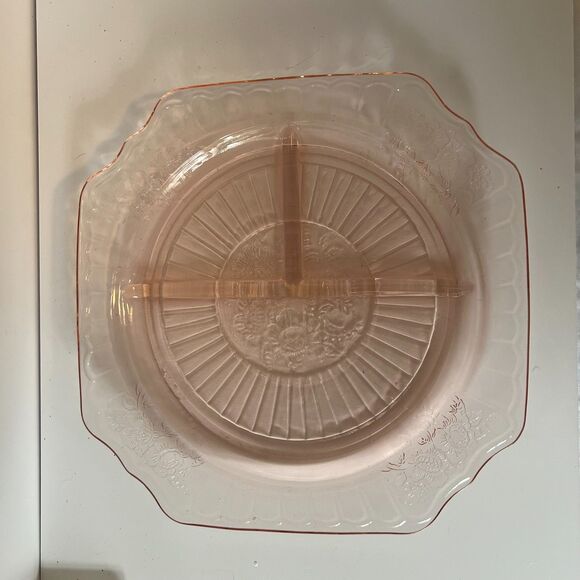 Anchor Hocking Mayfair Open Rose Divide Grill Plate - Picture 2 of 2